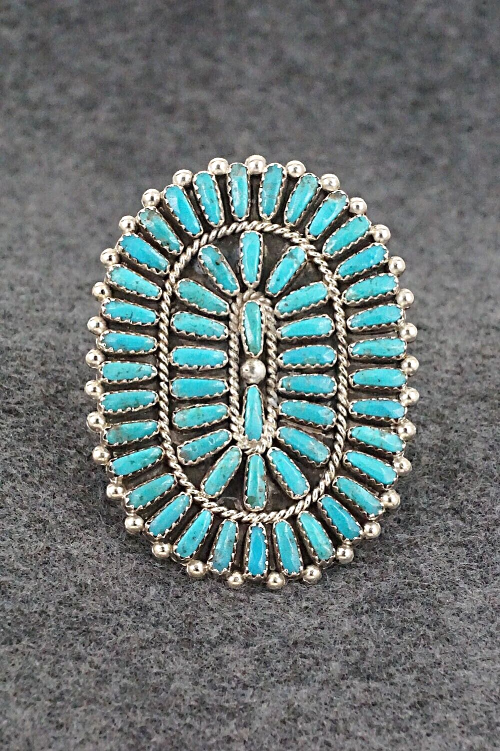 Turquoise & Sterling Silver Ring - Lavell Byjoe - Size 9.5