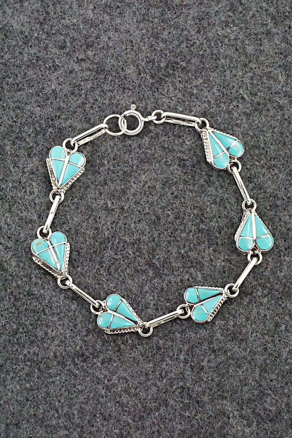 Turquoise & Sterling Silver Link Bracelet - Velda Nastacio