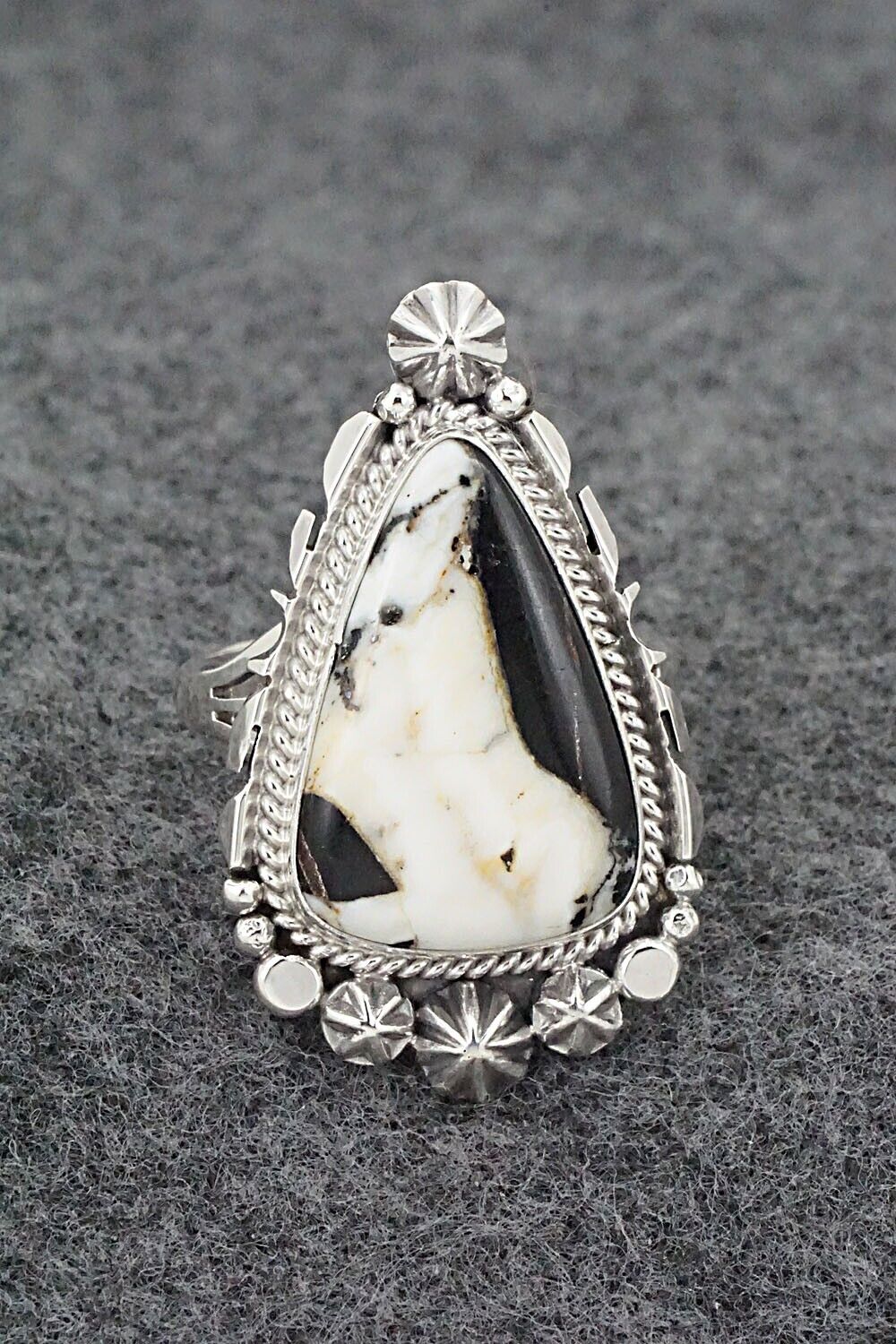 White Buffalo & Sterling Silver Ring - Daniel Benally - Size 10.5