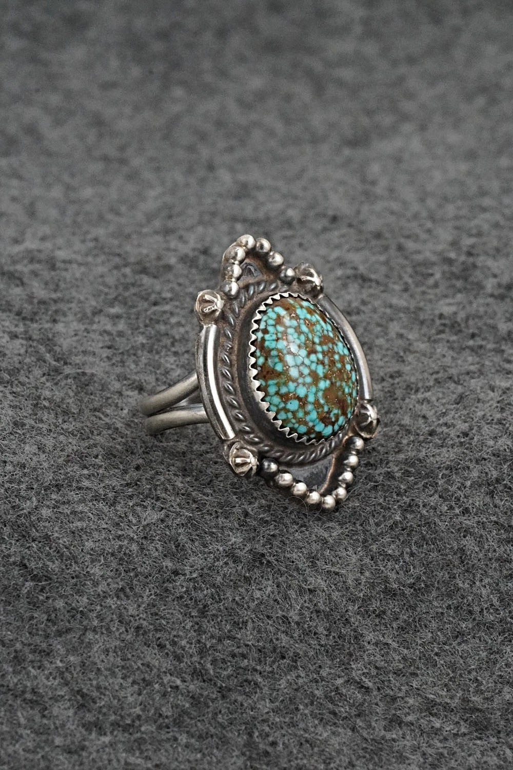 Turquoise & Sterling Silver Ring - Leslie Nez - Size 7