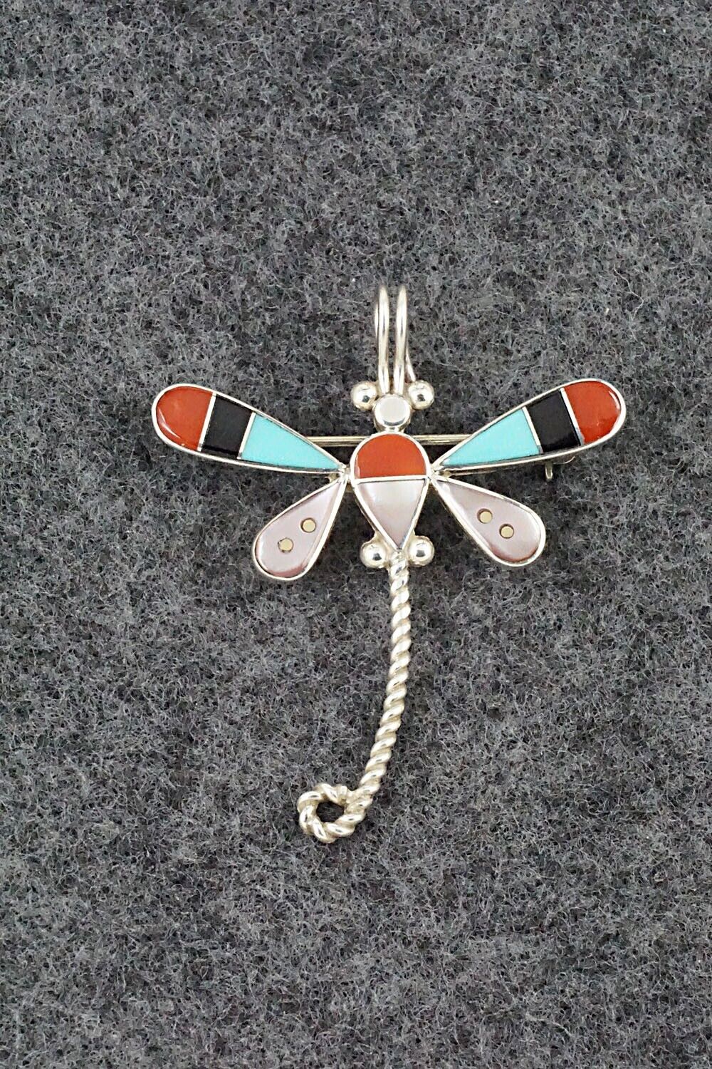 Multi Stone and Sterling Silver Pendant/Pin - Lyndon Ahiyite