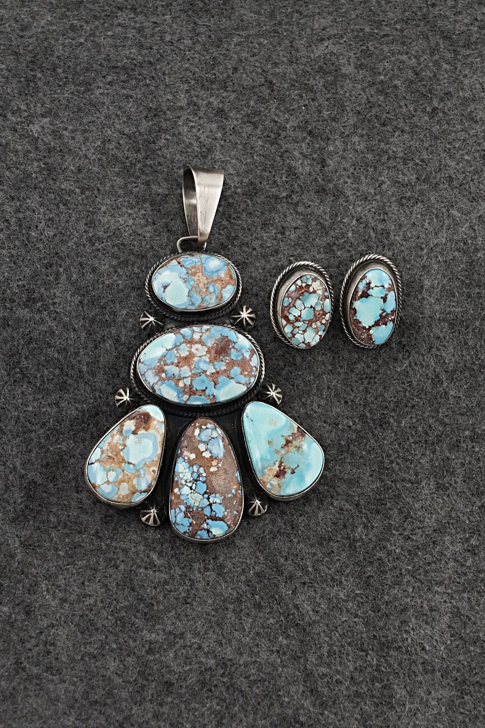 Turquoise & Sterling Silver Pendant and Earrings Set - Darrin Livingston