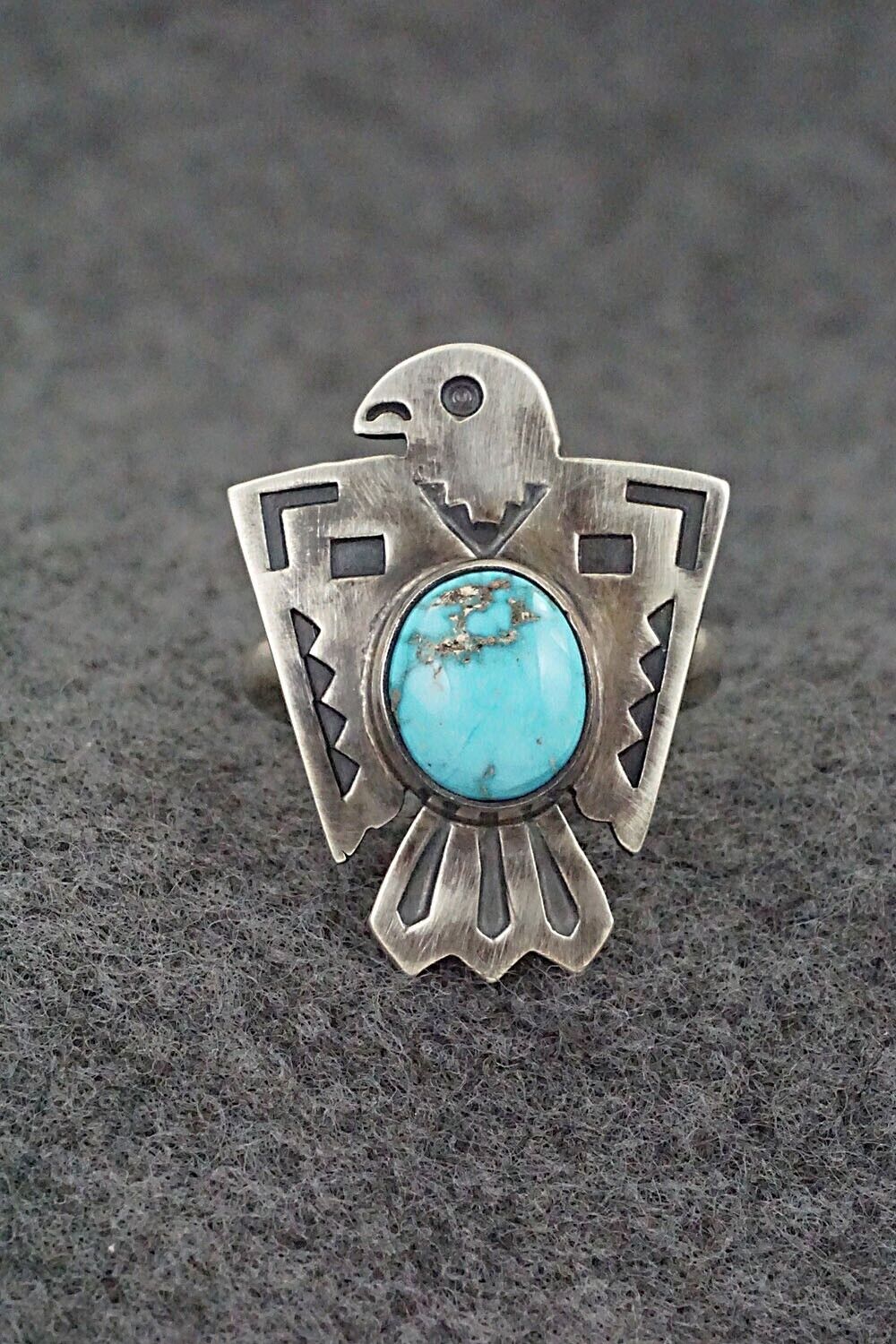 Turquoise and Sterling Silver Ring - Raymond Coriz - Size 8