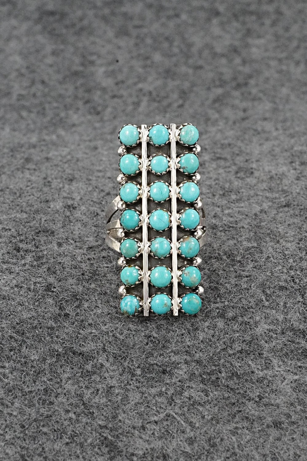 Turquoise & Sterling Silver Ring - Kenny Lonjose - Size 6.5