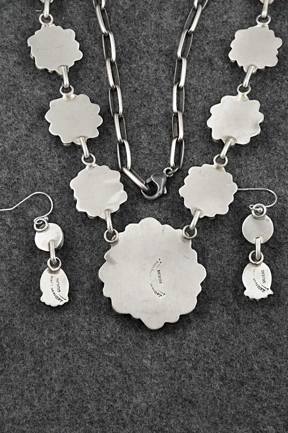 Turquoise & Sterling Silver Necklace and Earrings Set - Kathleen Livingston