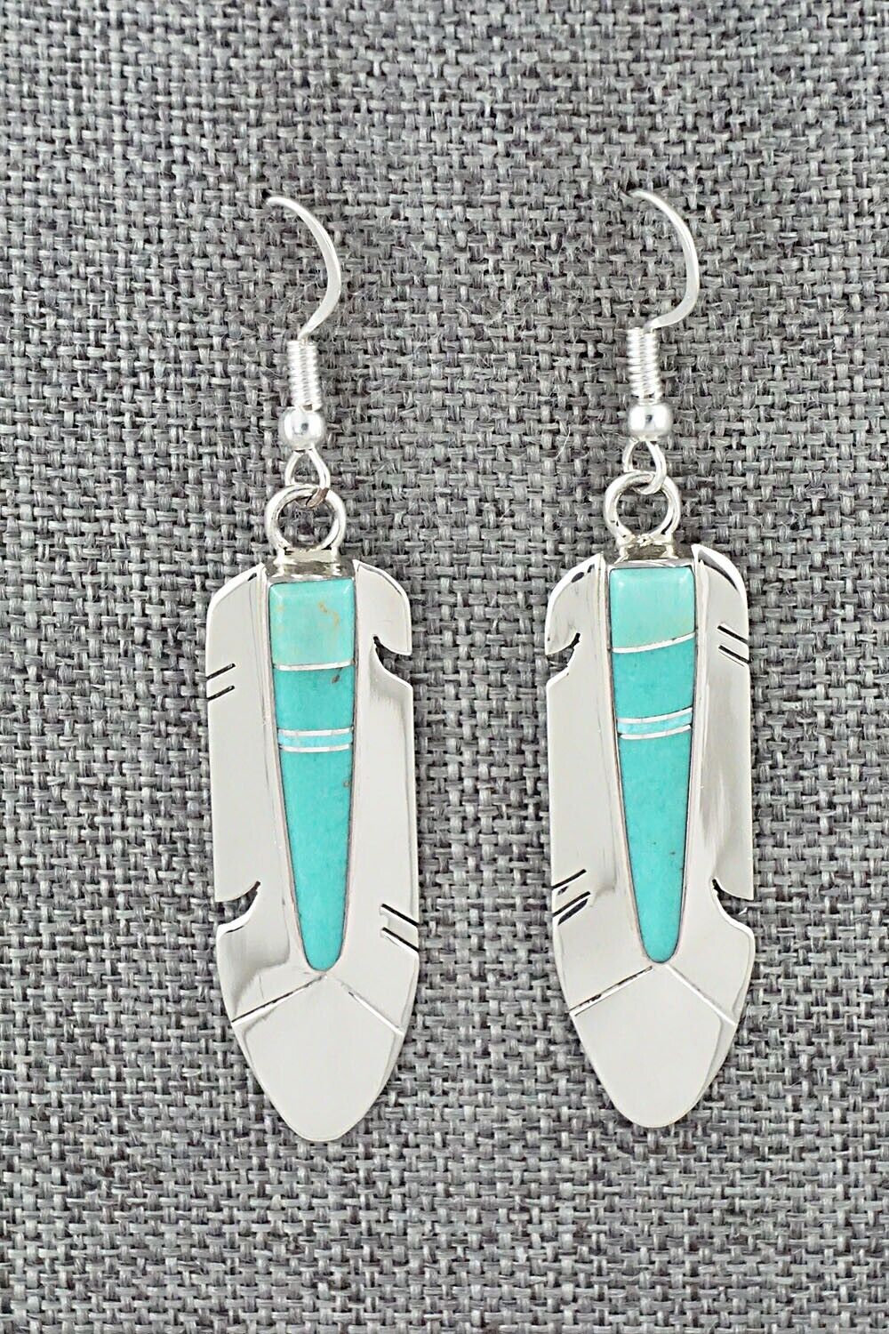 Turquoise & Sterling Silver Inlay Earrings - Marilyn Yazzie