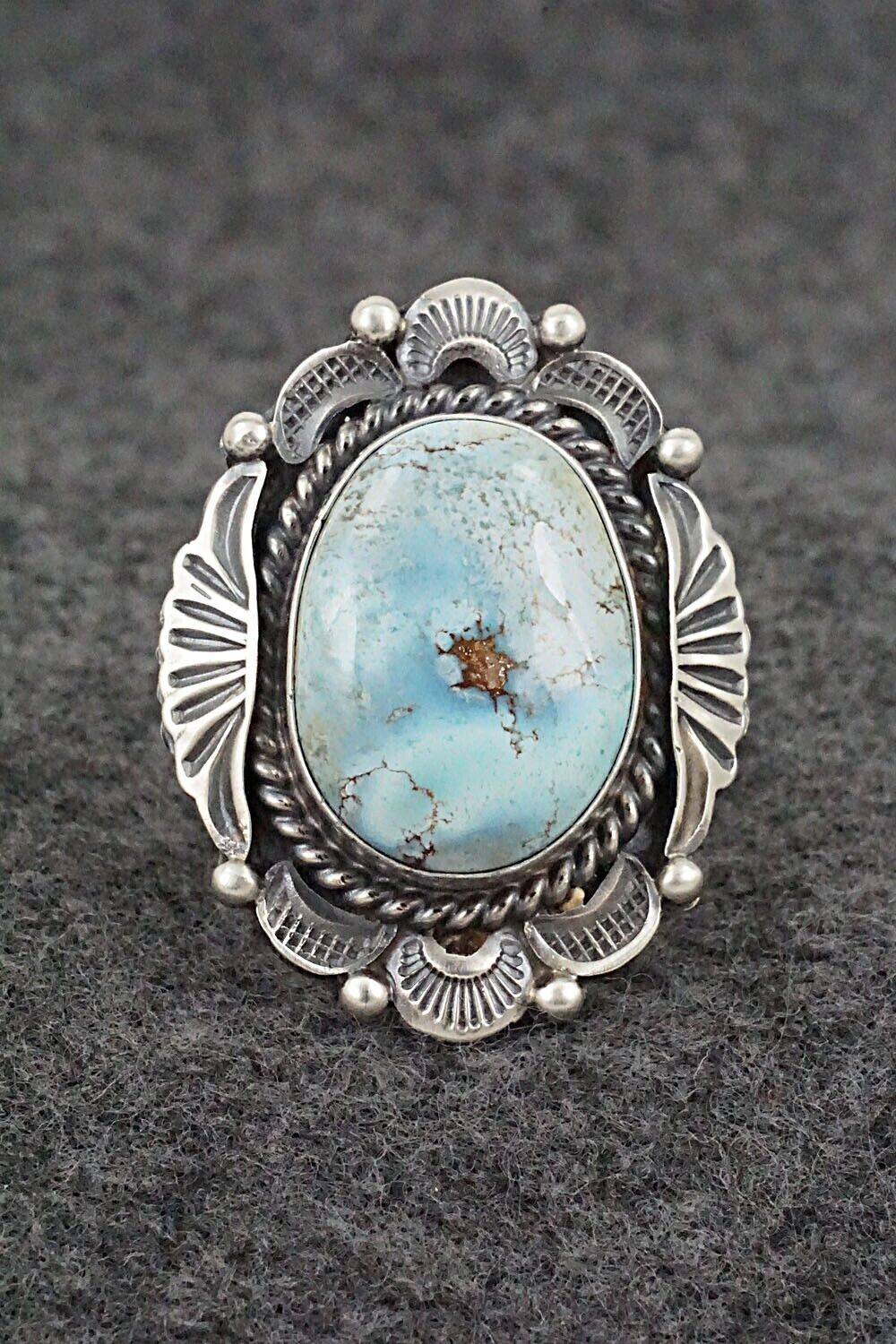 Turquoise & Sterling Silver Ring - Raymond Delgarito - Size 7.5