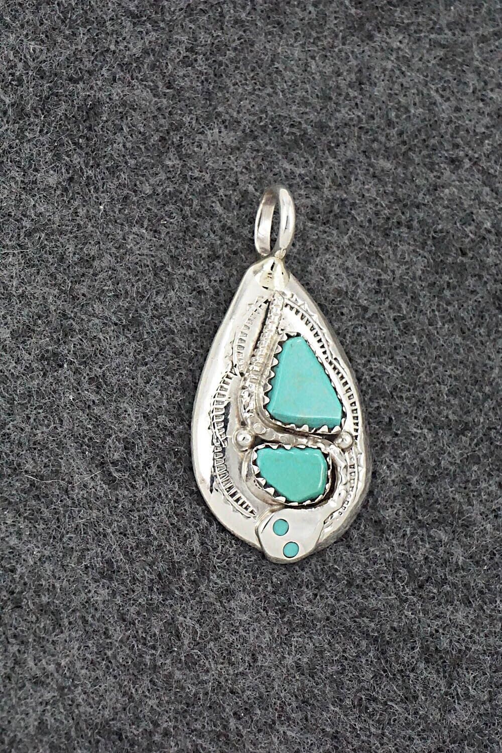 Turquoise and Sterling Silver Pendant - Joy Calavaza