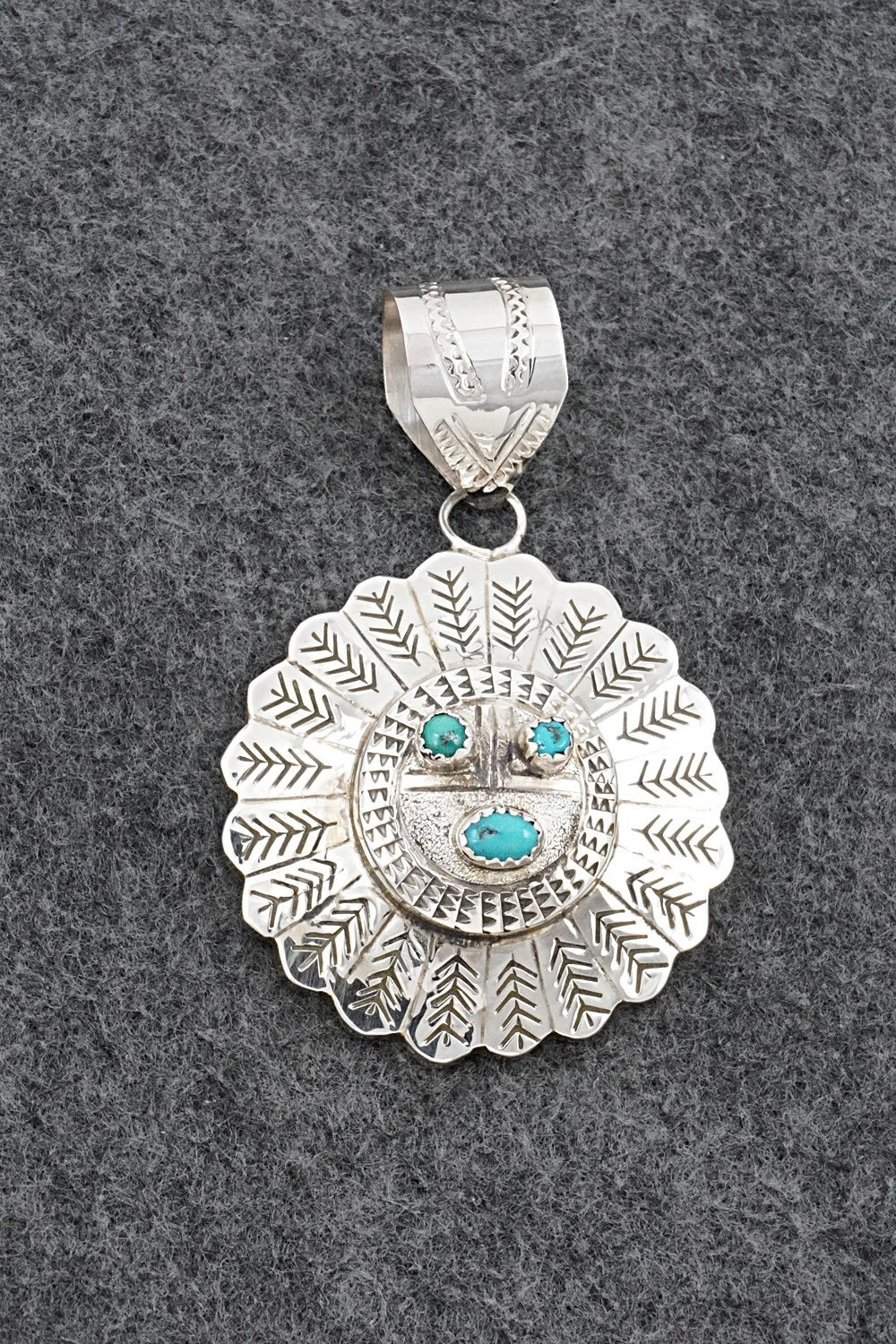 Turquoise & Sterling Silver Pendant - Alonzo Mariano