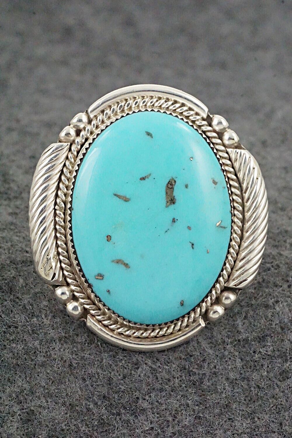 Turquoise & Sterling Silver Ring - Kenny Calavaza - Size 9