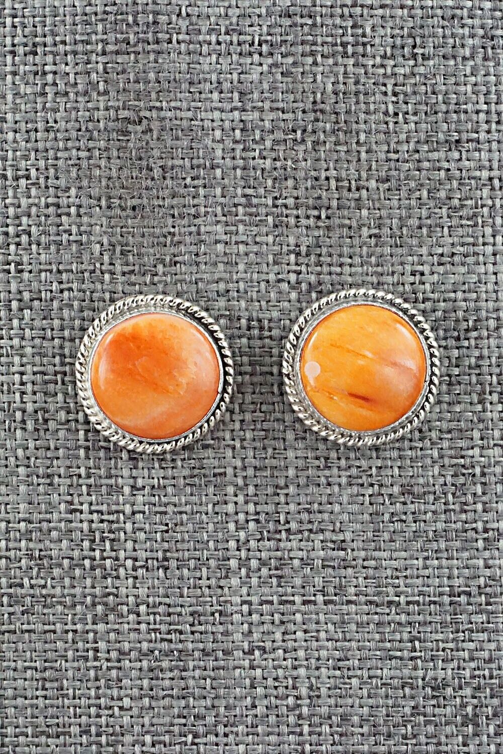 Spiny Oyster & Sterling Silver Earrings - Peggy Skeets