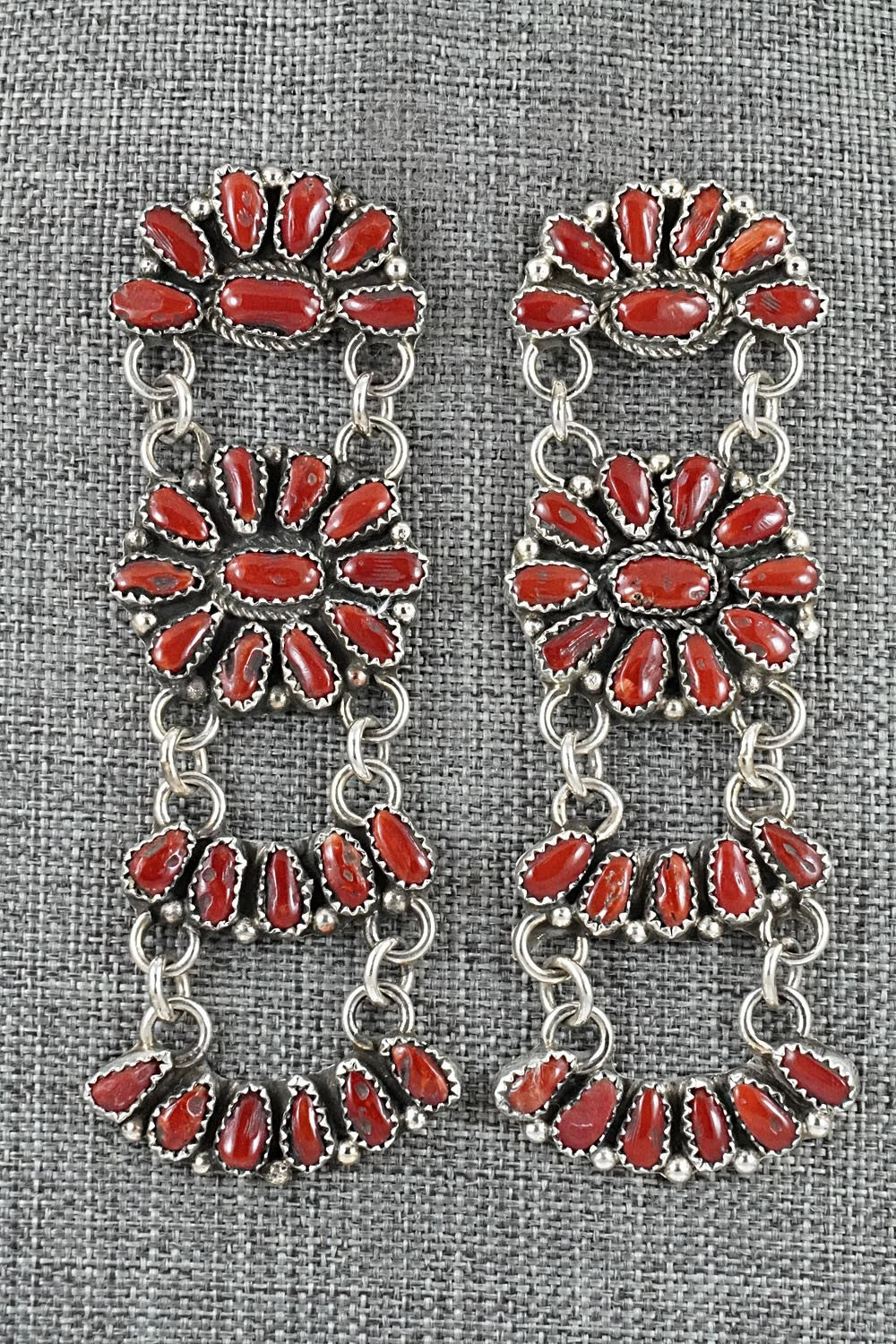 Coral & Sterling Silver Earrings - Justina Wilson