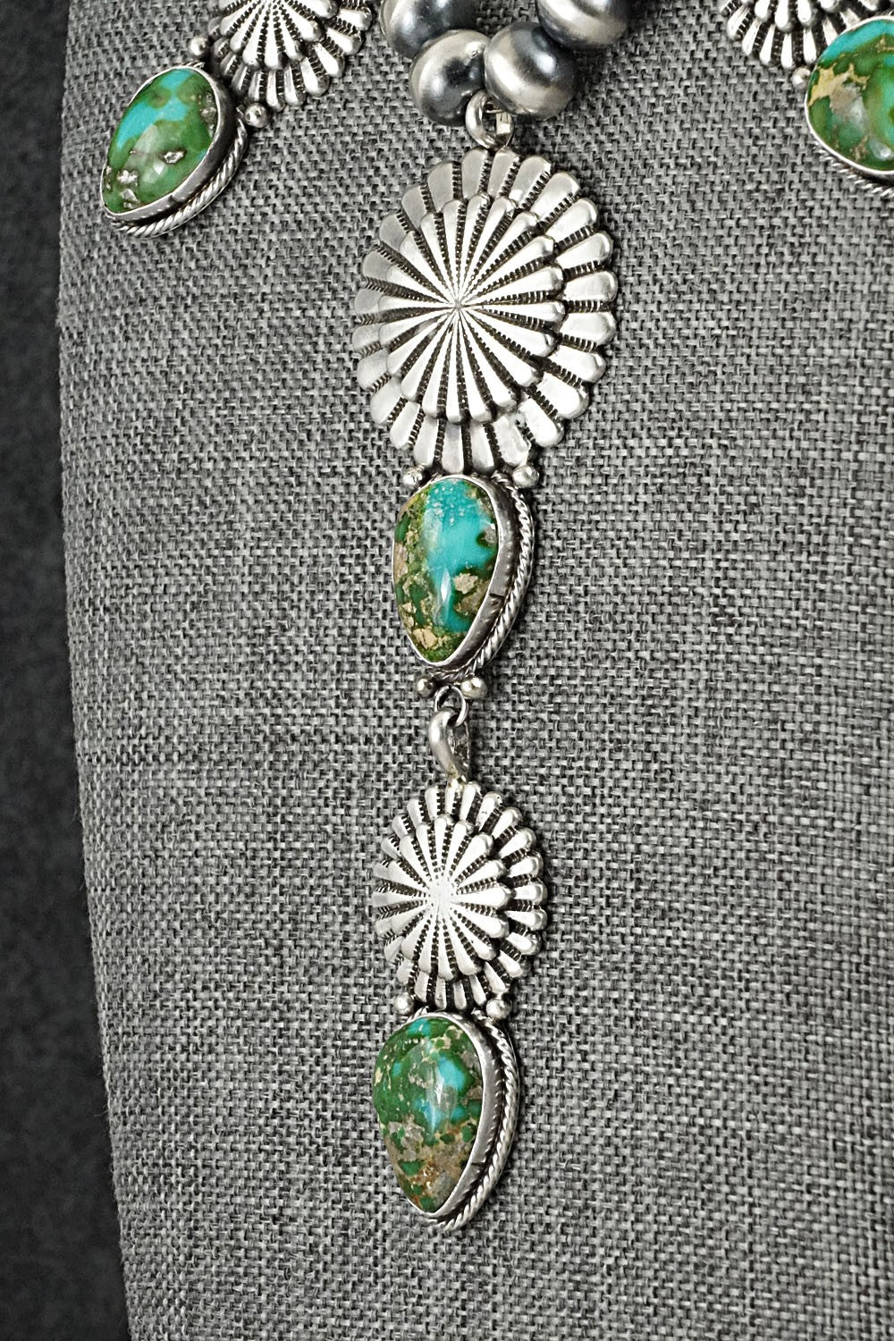 Turquoise & Sterling Silver Navajo Pearl Necklace - Adrienne Gordon