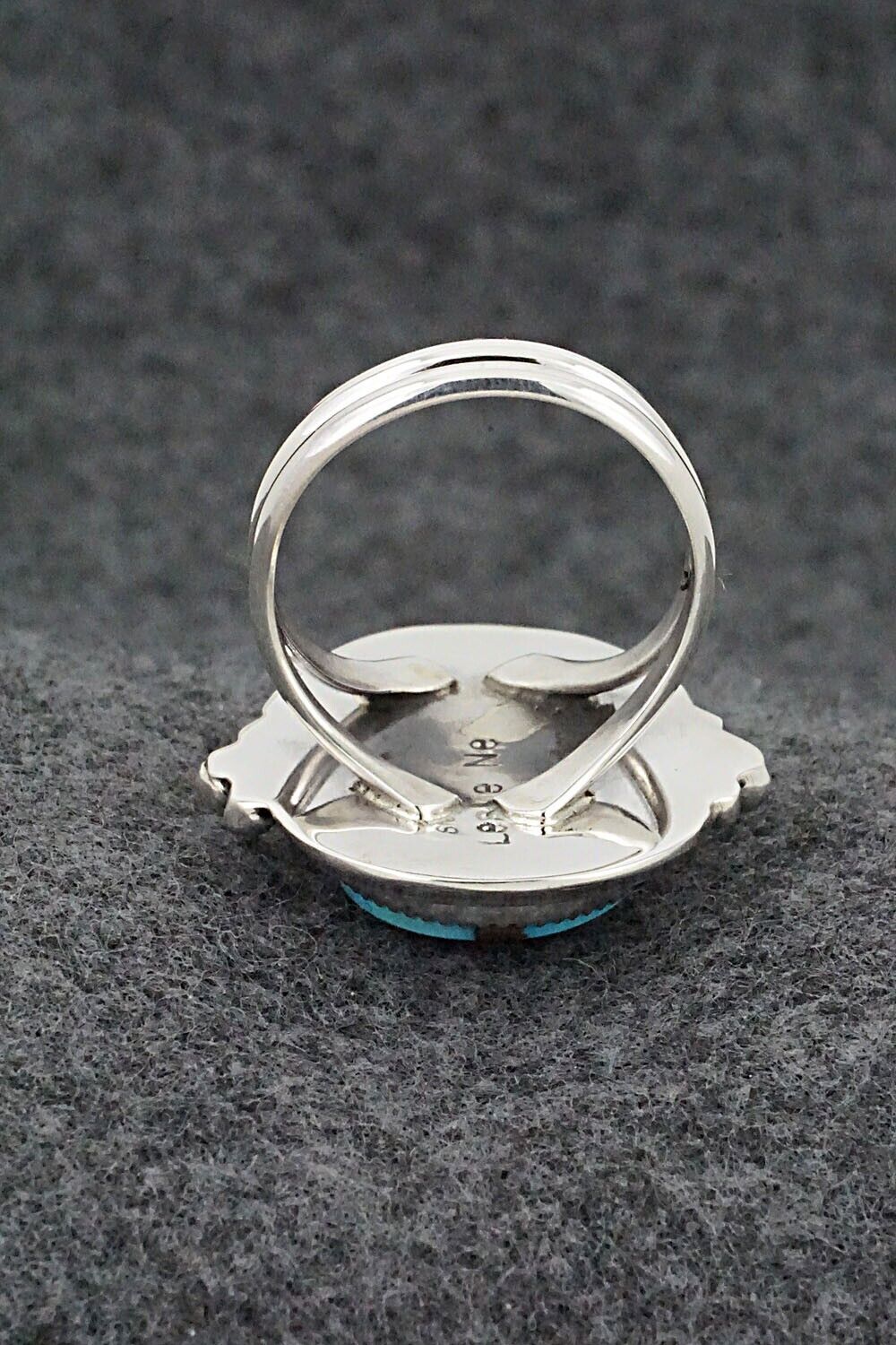 Turquoise & Sterling Silver Ring - Leslie Nez - Size 10.5