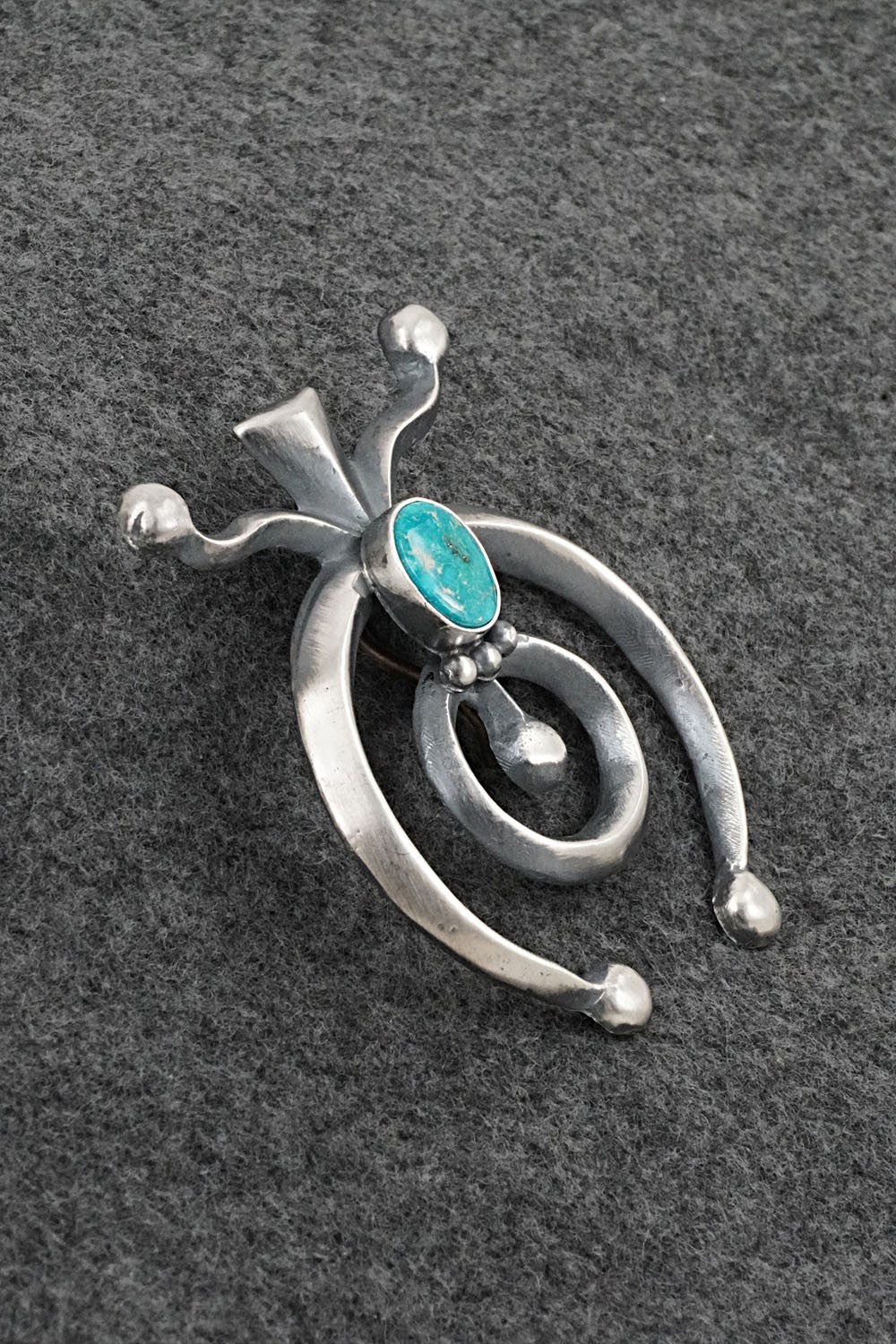 Turquoise & Sterling Silver Naja Pendant - Harrison Bitsue