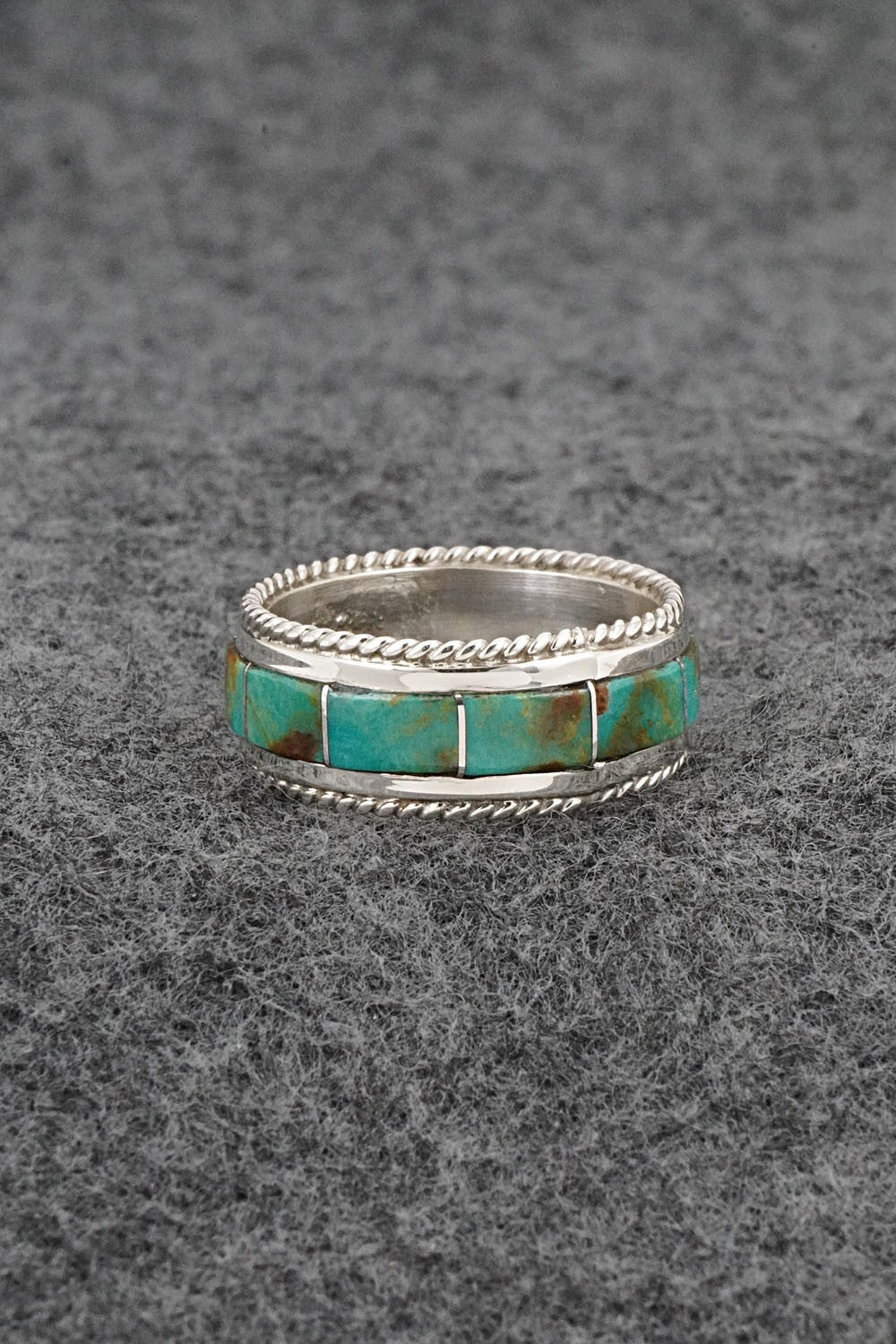 Turquoise & Sterling Silver Ring - Bruce Johnson - Size 8.5