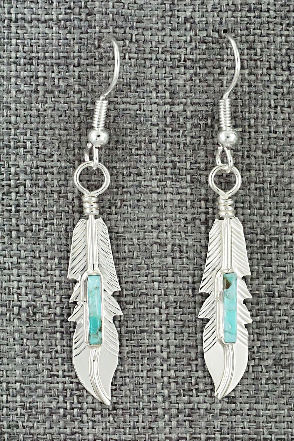 Turquoise & Sterling Silver Inlay Earrings - Allen Barney
