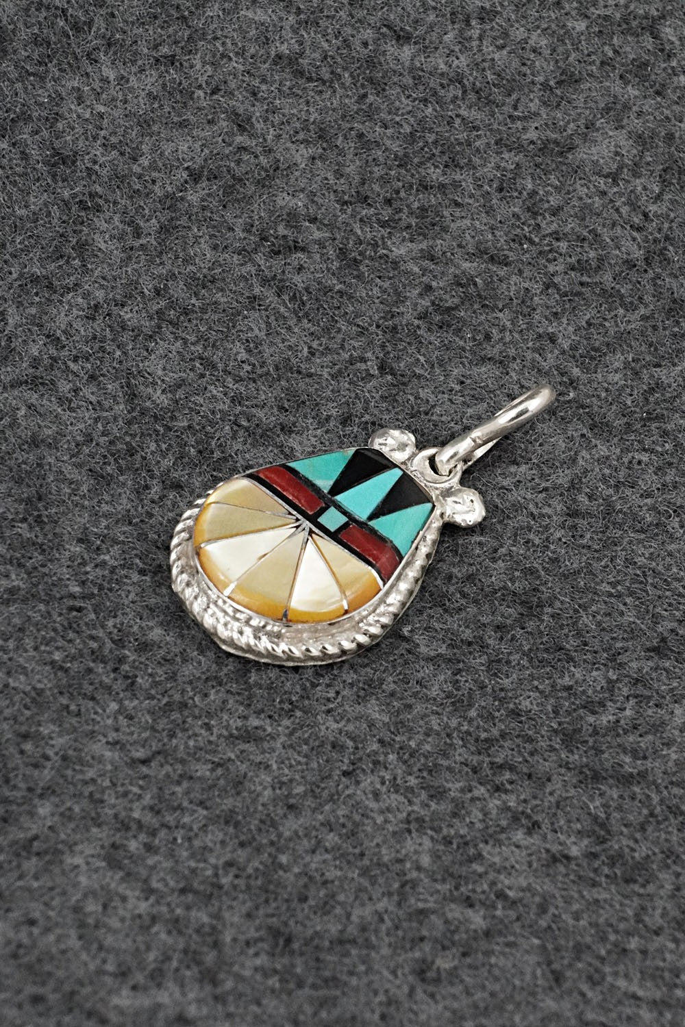 Multi-Stone & Sterling Silver Inlay Pendant - Ola Eriacho