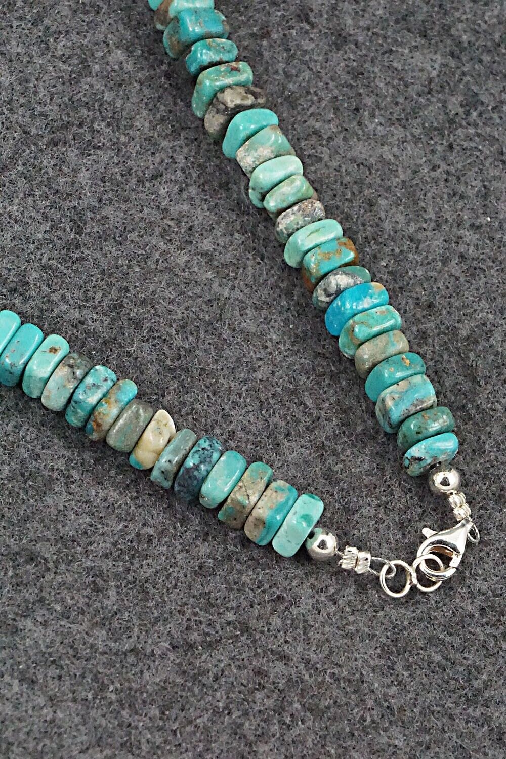 Turquoise & Sterling Silver Necklace 18" - Doreen Jake