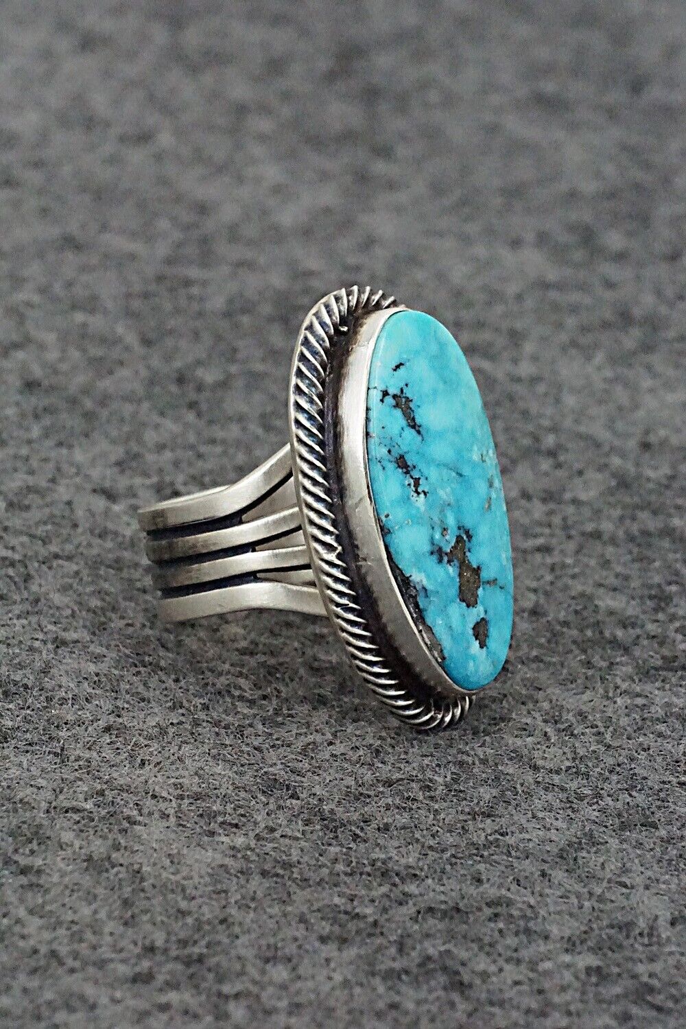 Native Navajo Ring deals Oval Turquoise Signed RB Sterling