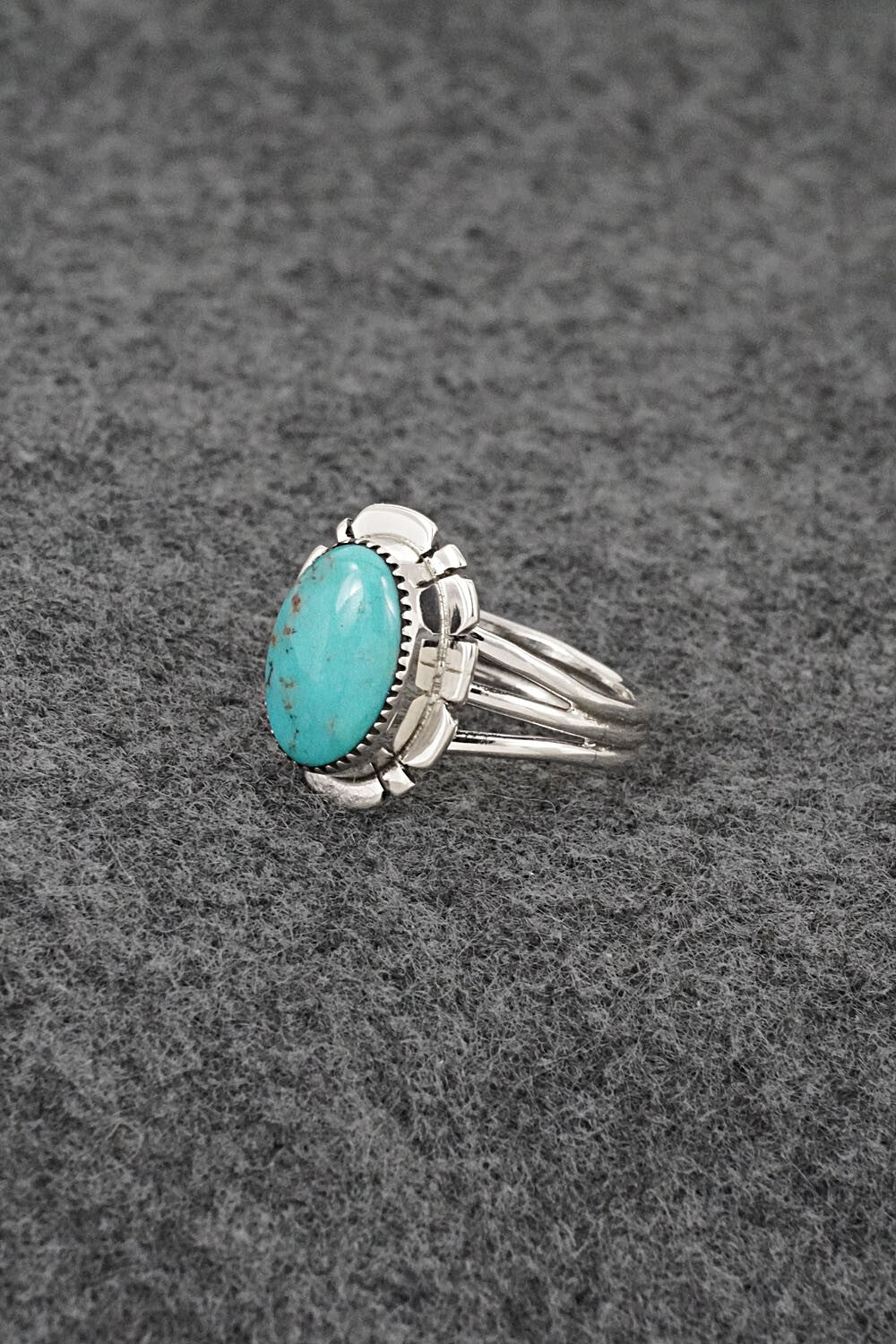 Turquoise & Sterling Silver Ring - Leona Delgarito - Size 6.25