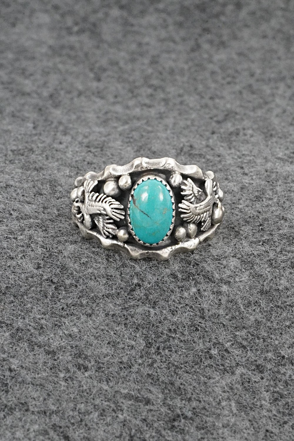 Turquoise & Sterling Silver Ring - Genevieve Francisco - Size 14