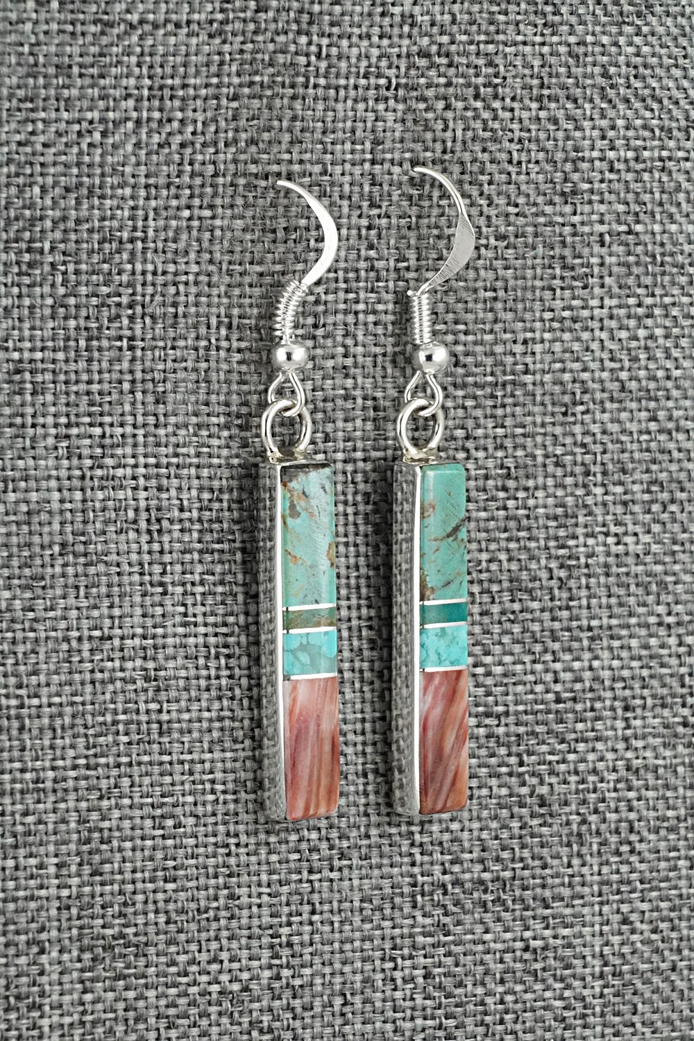 Turquoise, Spiny Oyster & Sterling Silver Earrings - Marilyn Yazzie