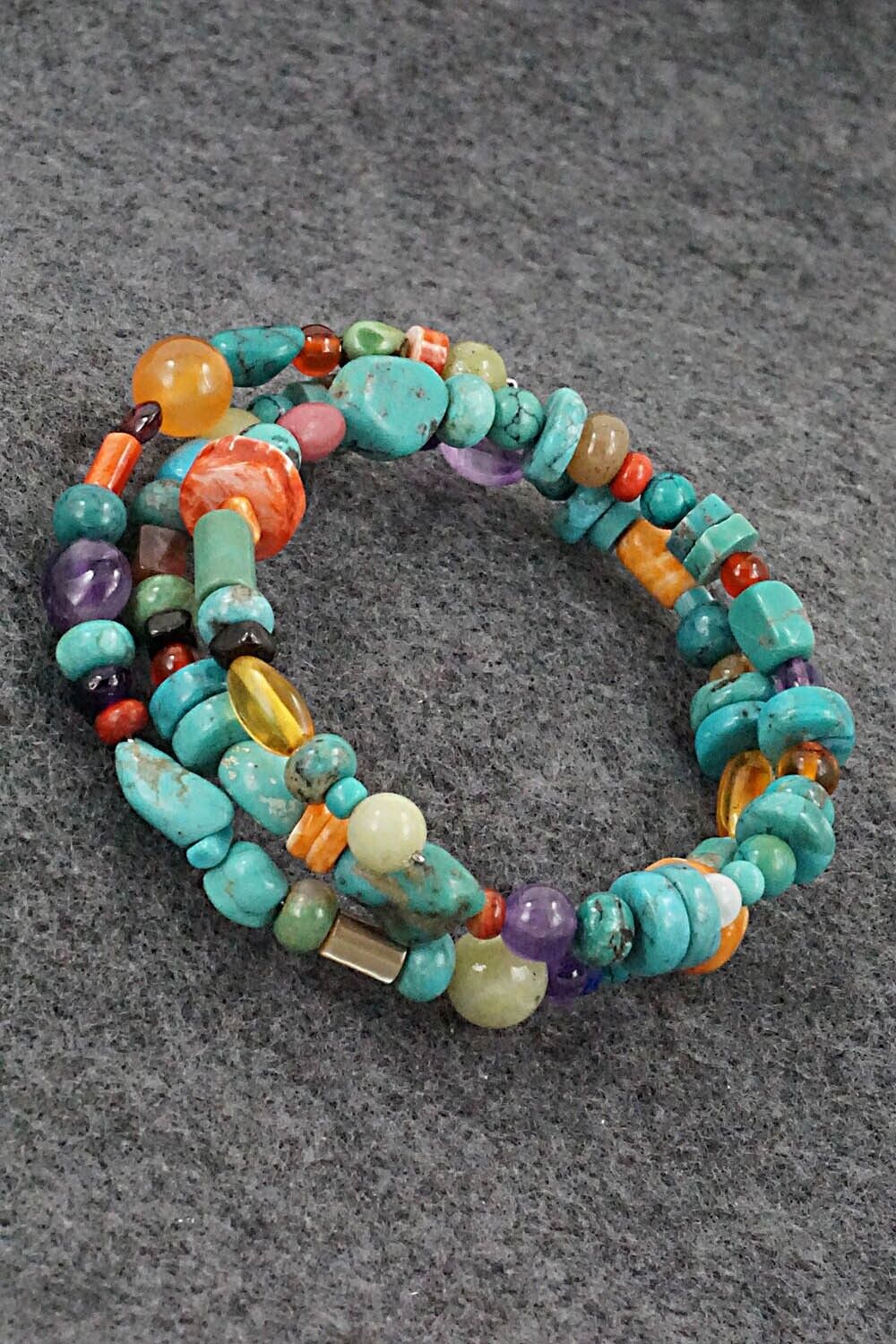 Multi-Stone Beaded Wrap Bracelet - Helen Tsosie