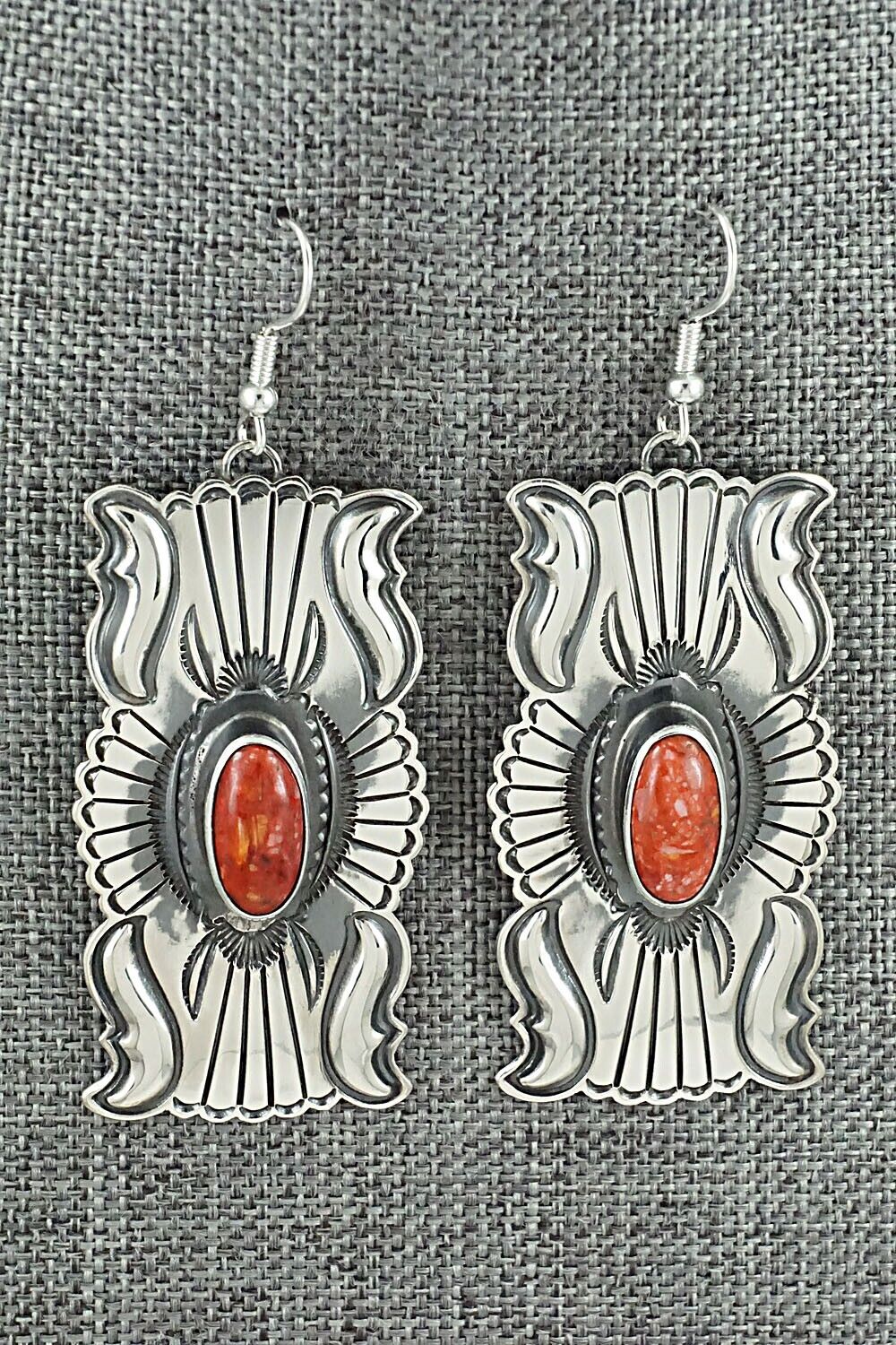 Spiny Oyster & Sterling Silver Earrings - Roland Dixon