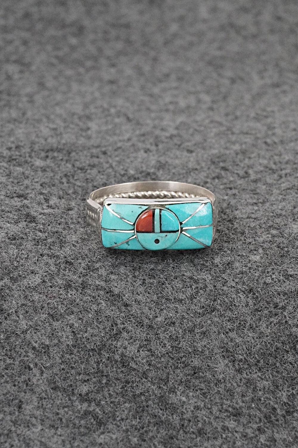 Multi-Stone & Sterling Silver Inlay Ring - Ola Eriacho - Size 10.5