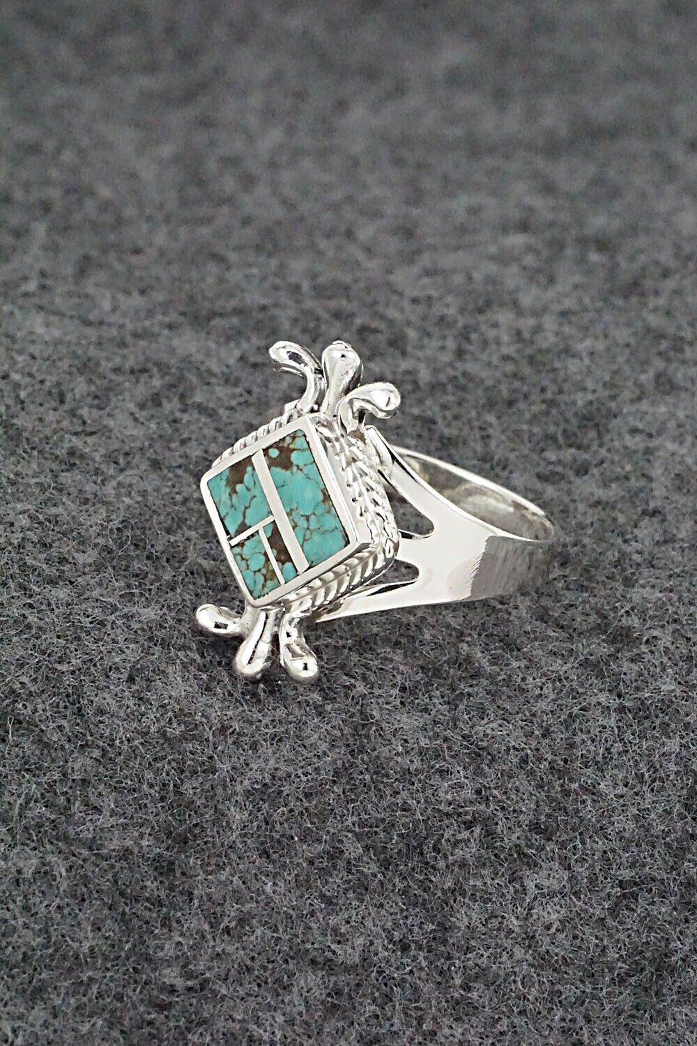Turquoise & Sterling Silver Inlay Ring - James Manygoats - Size 8