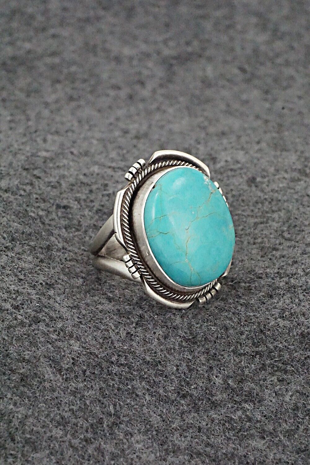 Turquoise & Sterling Silver Ring - Jameson Garcia - Size 8 Adj.