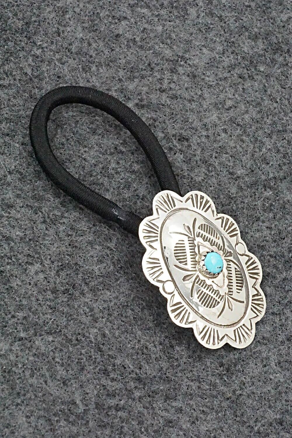 Turquoise & Sterling Silver Hair Tie - Bertha Begay