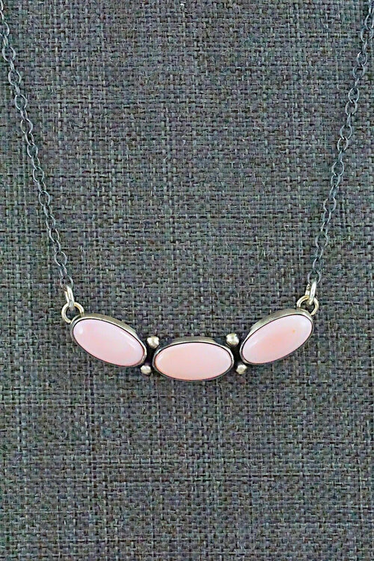 Pink Conch Shell & Sterling Silver Necklace - Loretta Delgarito