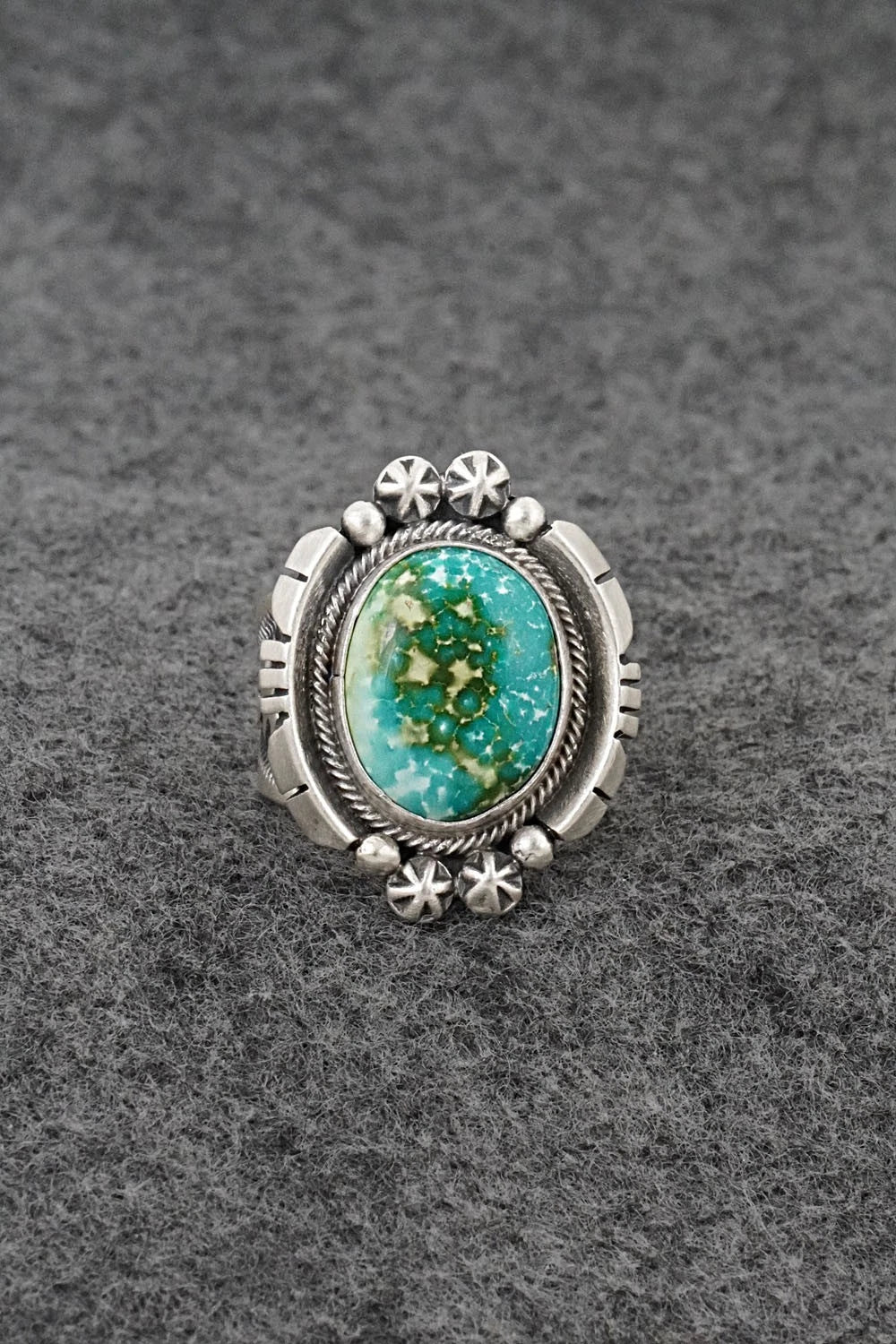 Turquoise & Sterling Silver Ring - Samuel Yellowhair - Size 7.5