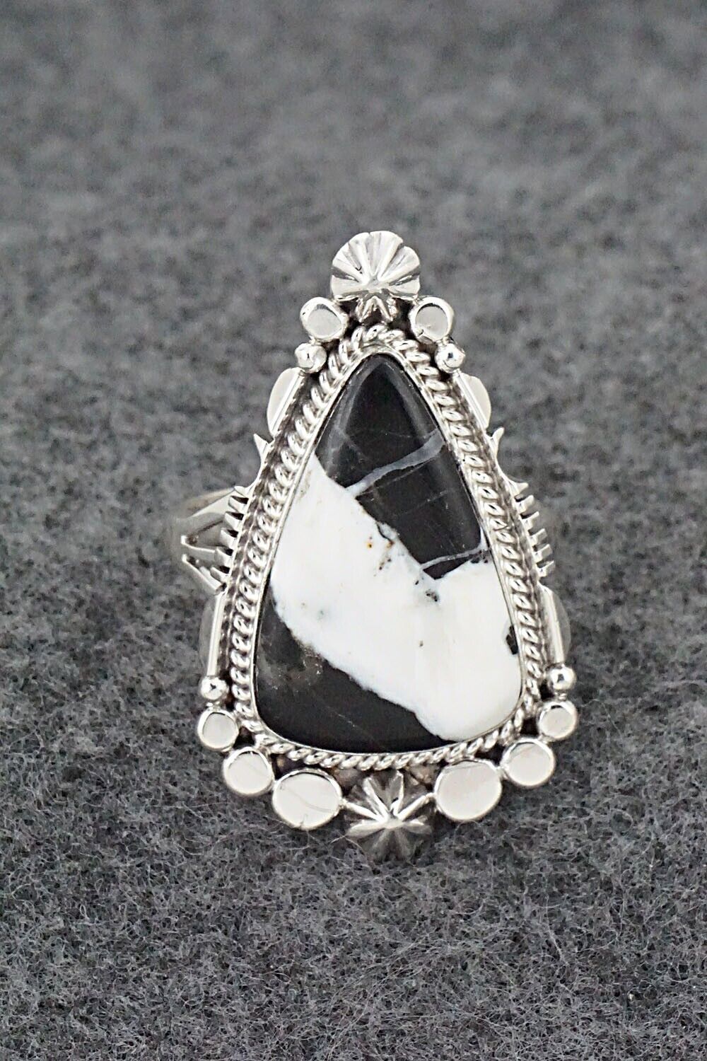 White Buffalo & Sterling Silver Ring - Daniel Benally - Size 10.75