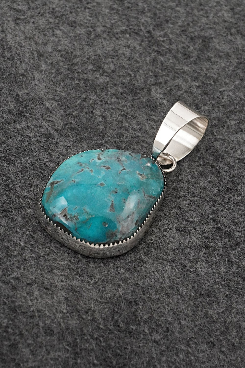 Turquoise and Sterling Silver Pendant - Leslie Nez