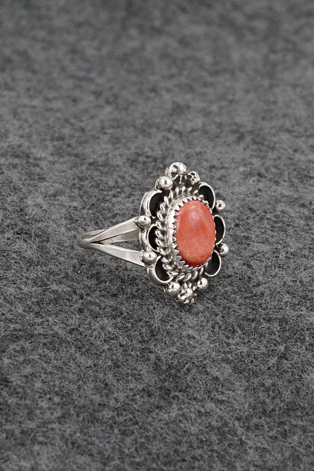 Spiny Oyster & Sterling Silver Ring - Frieda Martinez - Size 6.5
