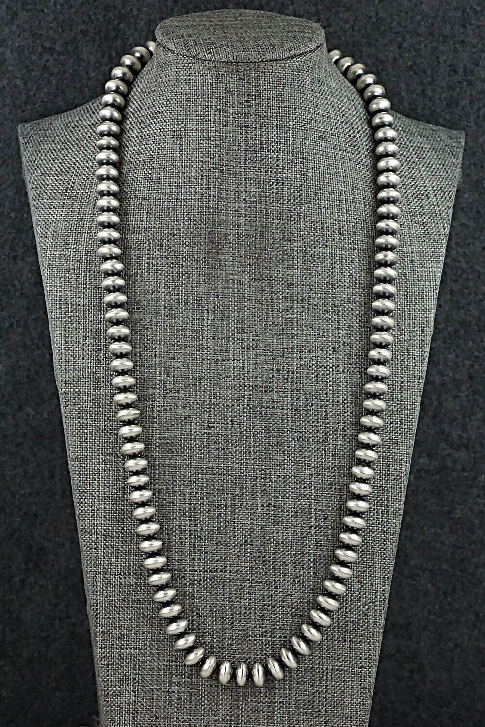 Sterling Silver Navajo Pearl Necklace 24" - Dorinda Mariano