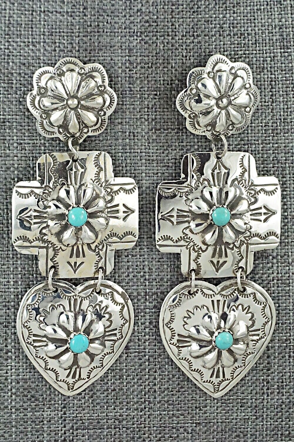 Turquoise & Sterling Silver Earrings - Genevieve Blackgoat