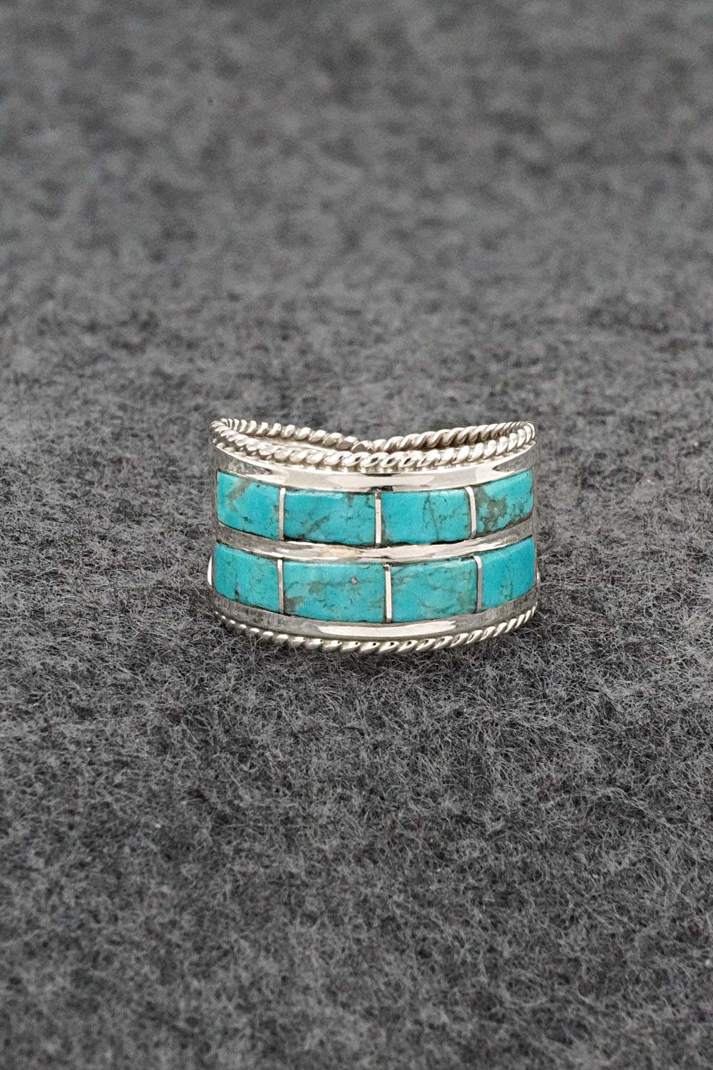 Turquoise & Sterling Silver Ring - Bruce Johnson - Size 6.5