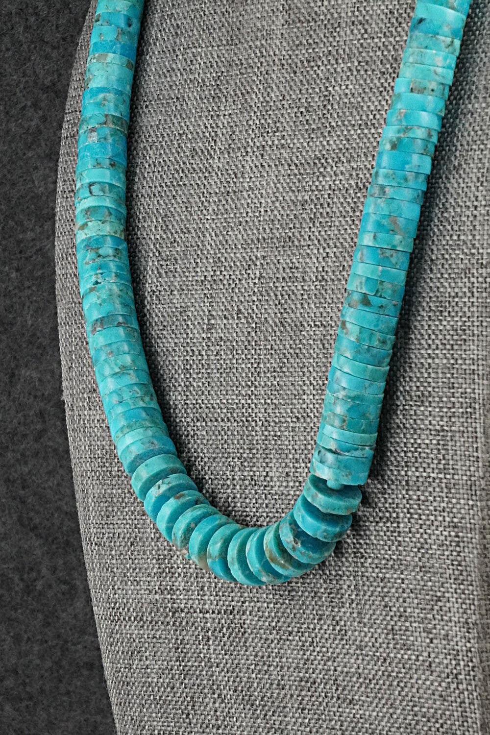 Turquoise & Sterling Silver Necklace 20" - Lupe Lovato