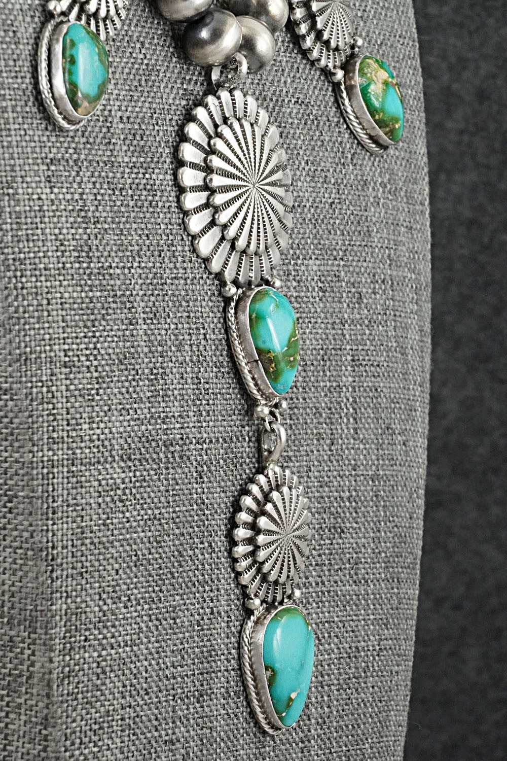Turquoise & Sterling Silver Navajo Pearl Necklace - Adrienne Gordon