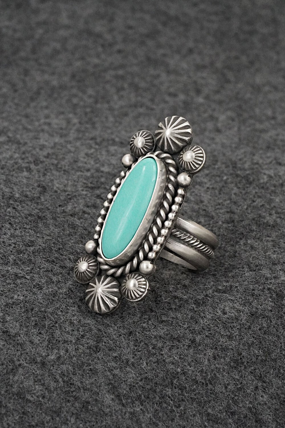 Turquoise & Sterling Silver Ring - Michael Calladitto - Size 8.5