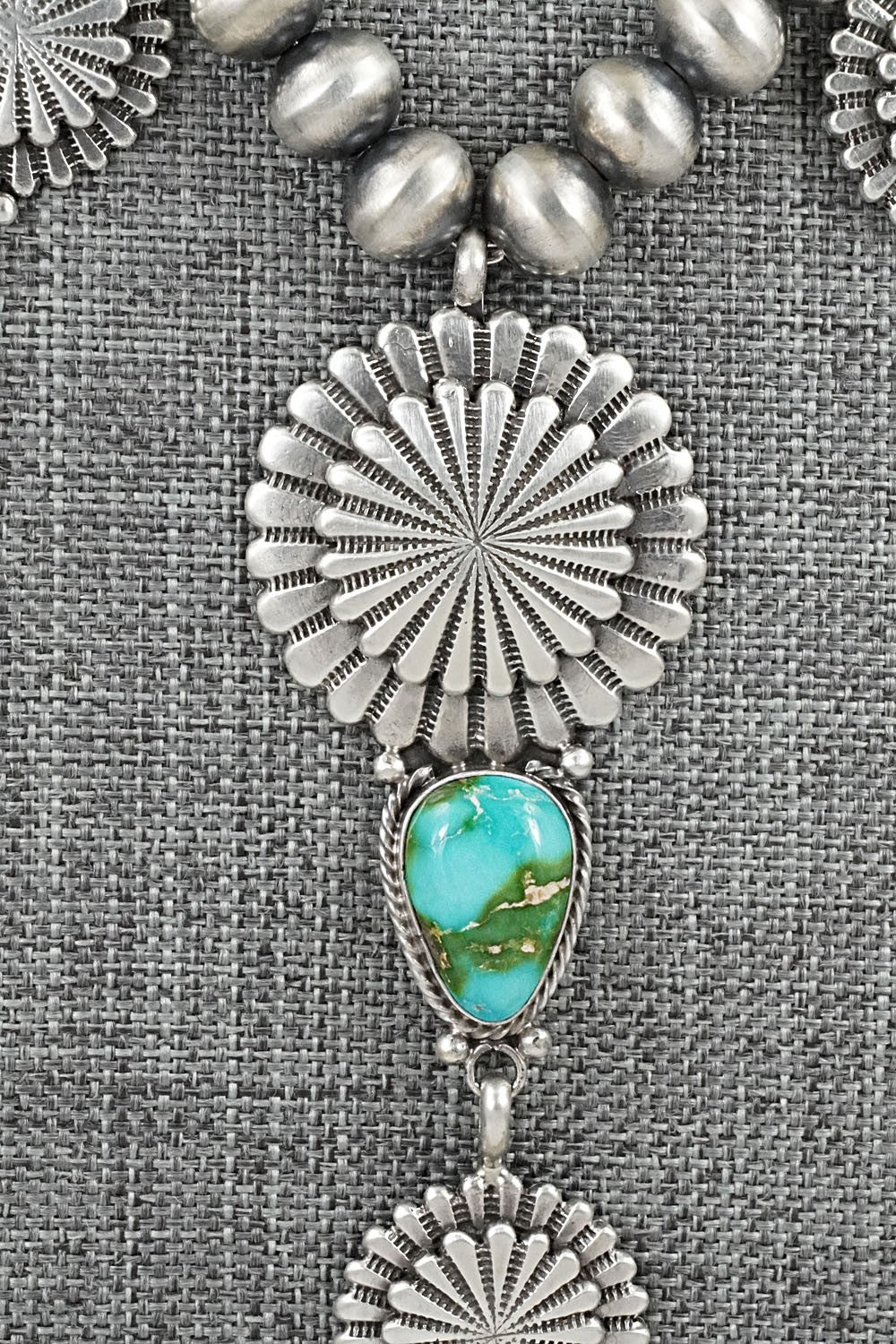 Turquoise & Sterling Silver Navajo Pearl Necklace - Adrienne Gordon