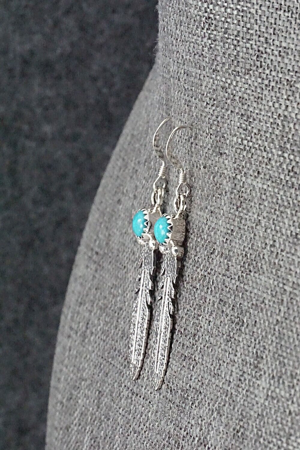 Turquoise & Sterling Silver Earrings - Lee Shorty