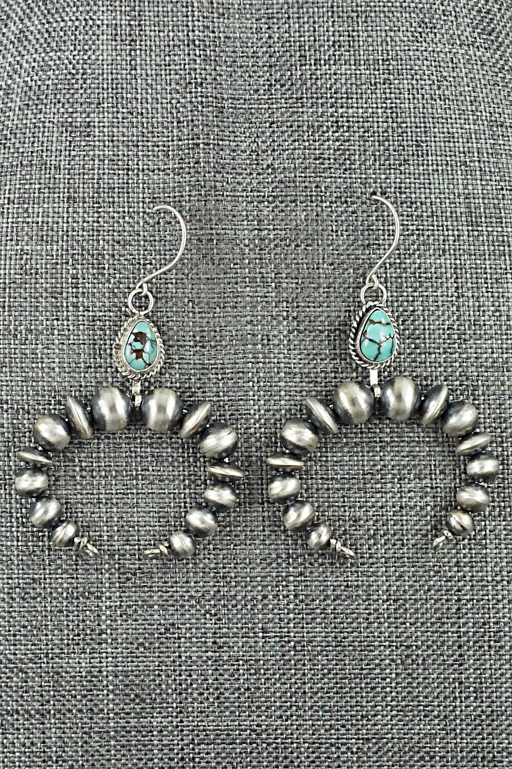 Turquoise & Sterling Silver Navajo Pearl Earrings - Rena Begay