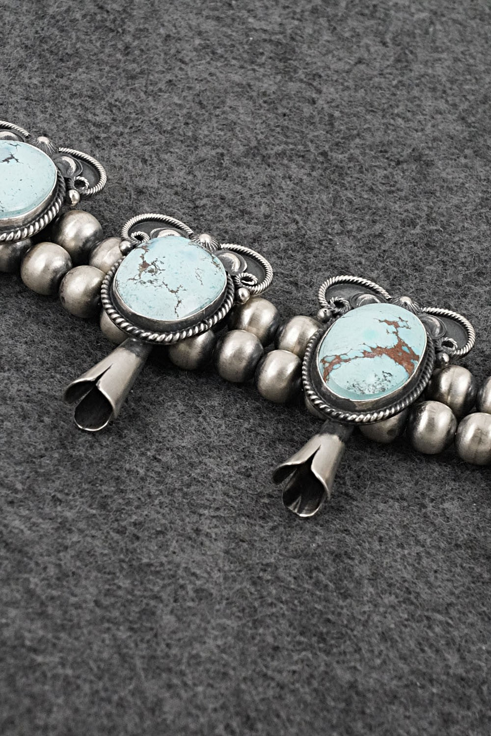 Turquoise & Sterling Silver Squash Blossom Set - Derrick Gordon