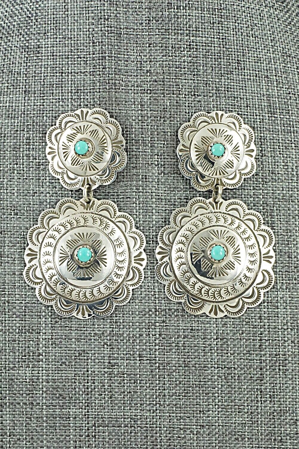 Turquoise and Sterling Silver Earrings - Bertha Begay