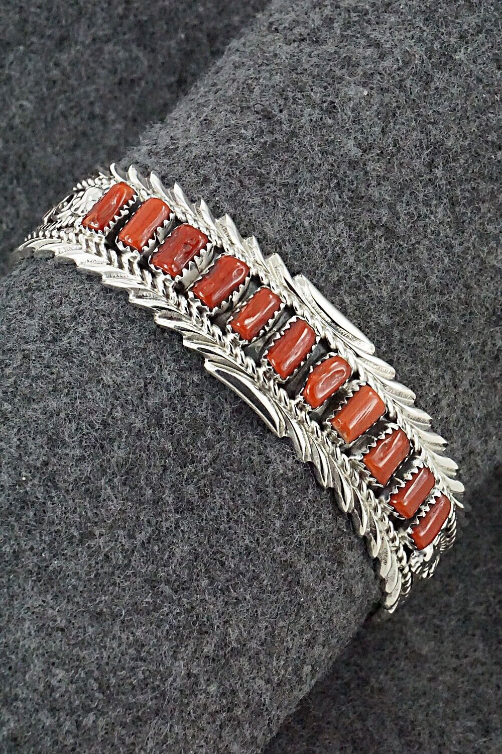 Coral & Sterling Silver Bracelet - Anthony Brown